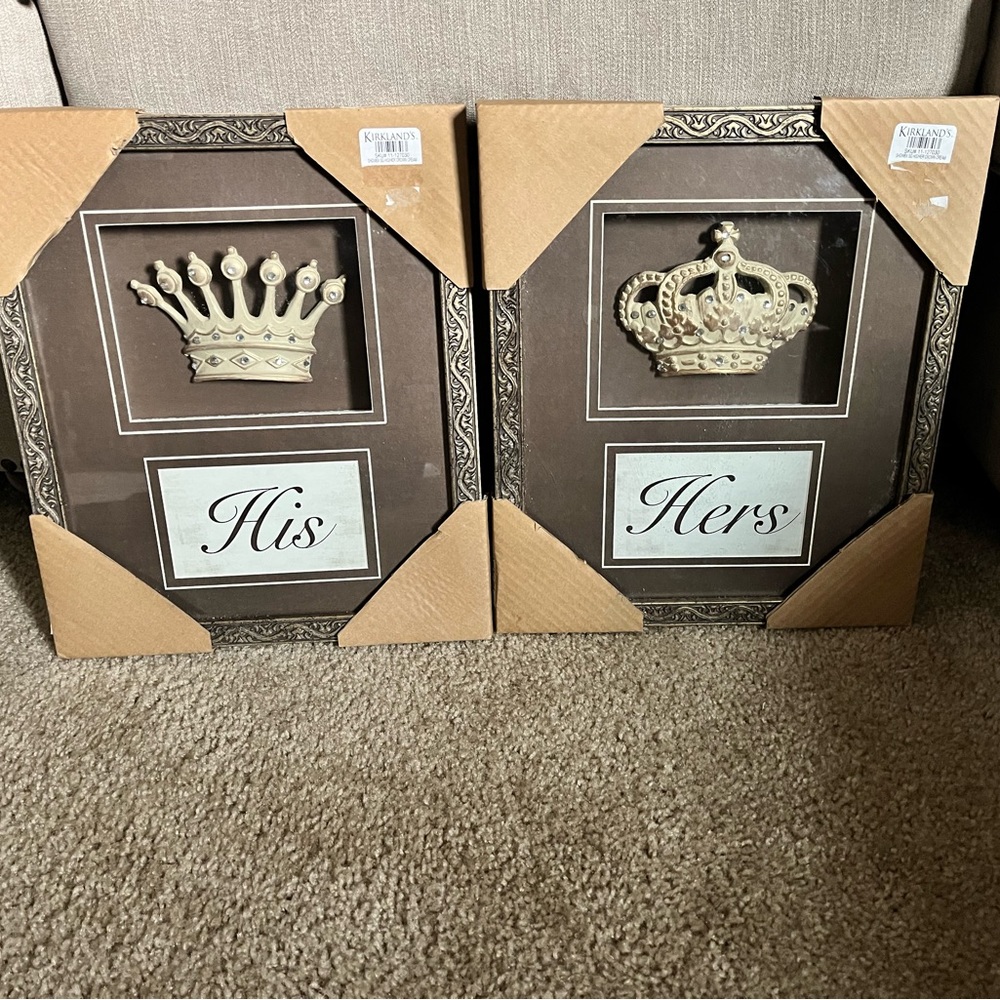 His & Hers King & Queen Crown Shadow Box Wall Decor